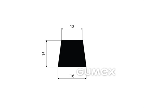 "Trapezförmiges" Gummiprofil, 15x16/12mm, 70°ShA, EPDM, -40°C/+100°C, schwarz, 